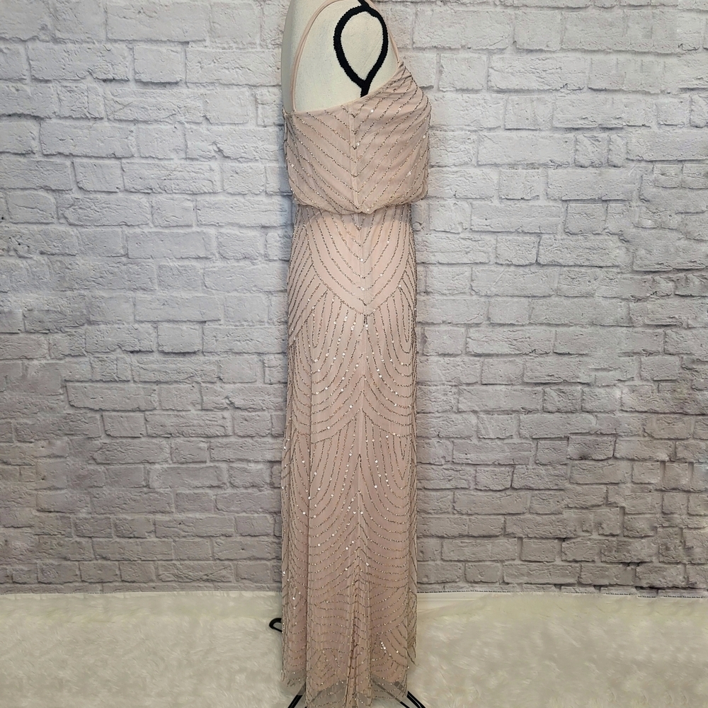 Adrianna Papell Dress Blush Pink Beaded Spaghetti Strap Evening Gown Womens Sz 2 - Picture 3 of 9
